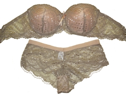 Double Padded Strapless Lace Bra & Panty Set