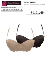 Marilyn Monroe Lace Frame Microfiber Convertible Push Up Bra